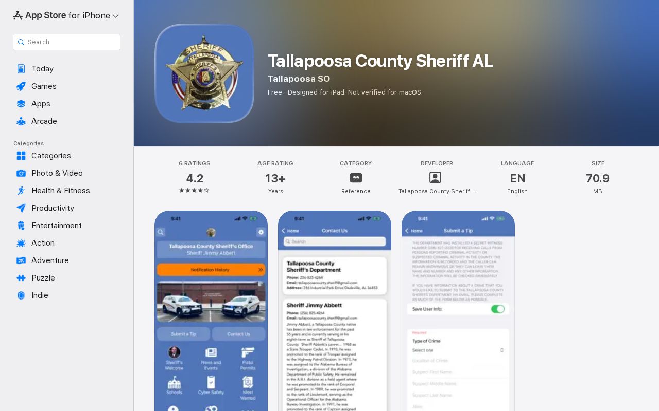 Tallapoosa County Sheriff AL official mobile app listing